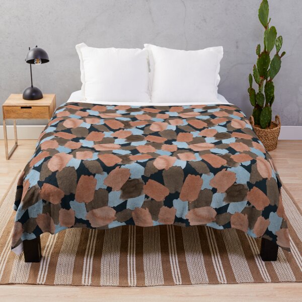 Item preview, Terracotta Blue Brown Abstract Watercolour Blobs Pattern designed and sold by CMF Designs.