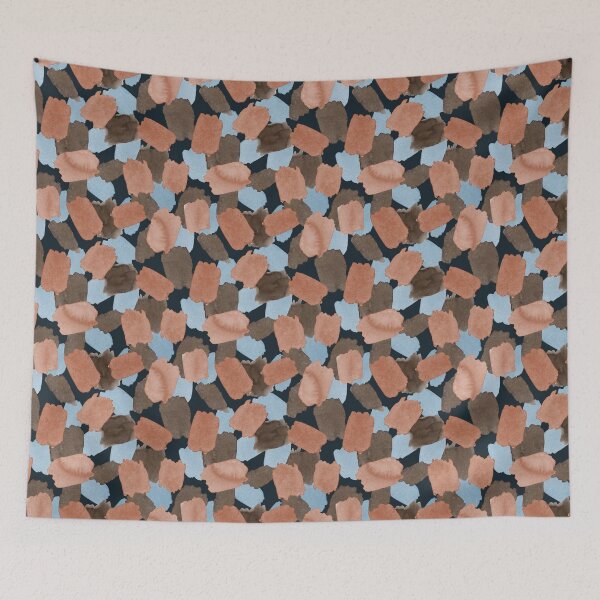 Item preview, Terracotta Blue Brown Abstract Watercolour Blobs Pattern designed and sold by CMF Designs.