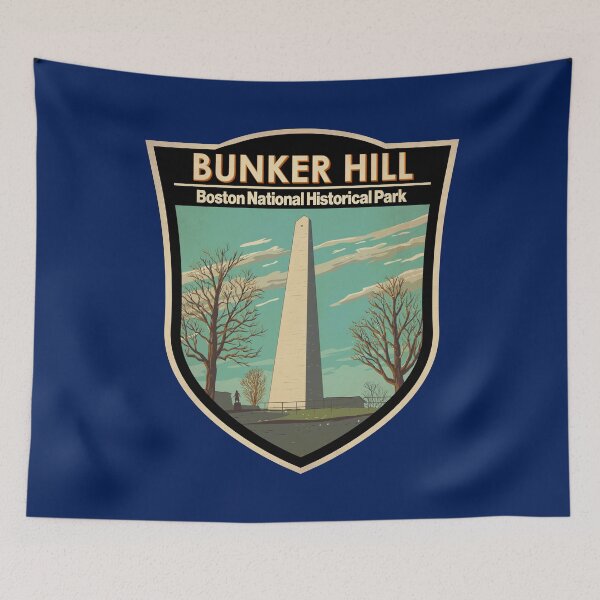 Item preview, Bunker Hill Monument Boston Illustration Travel Art Badge designed and sold by KrisSidDesigns.