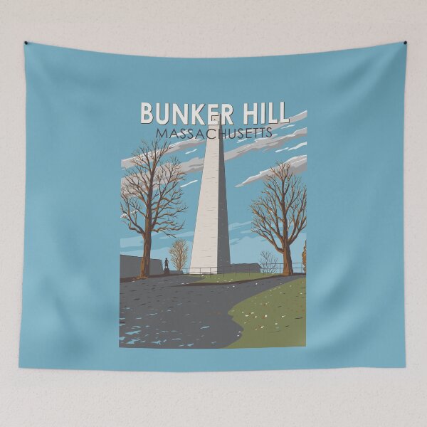 Item preview, Bunker Hill Monument Massachusetts Illustration Travel Art Vintage designed and sold by KrisSidDesigns.