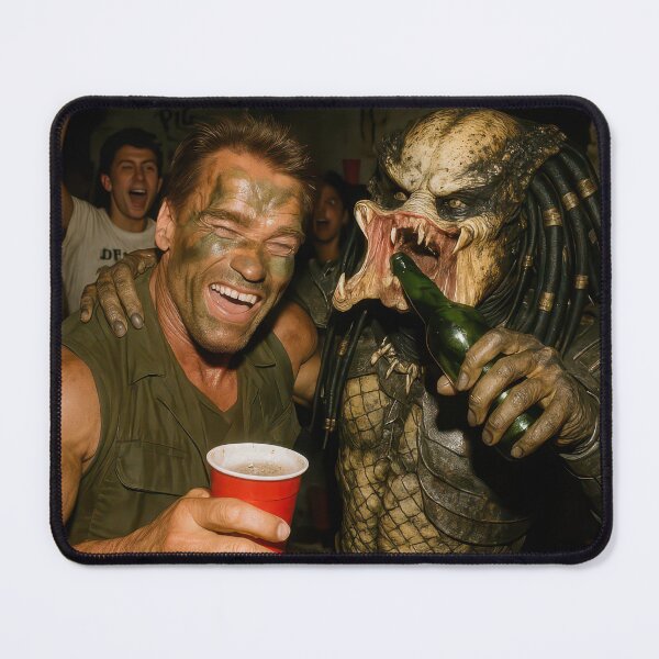 Item preview, Arnold Schwarzenegger & The Predator - a candid paparazzi-style photo designed and sold by MentalRecovery.