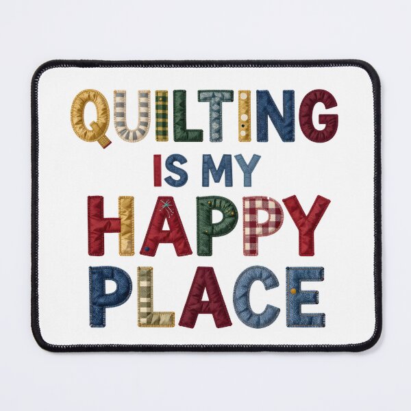 Item preview, QUILTING IS MY HAPPY PLACE - IN COLORFUL FAUX LETTERING designed and sold by AlexOBrienArt.
