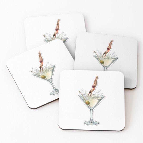 Item preview, female diver mid-dive into an oversized martini glass, creating a dynamic splash. designed and sold by PIXEL POP DESIGNS - Beyond the Norm!.