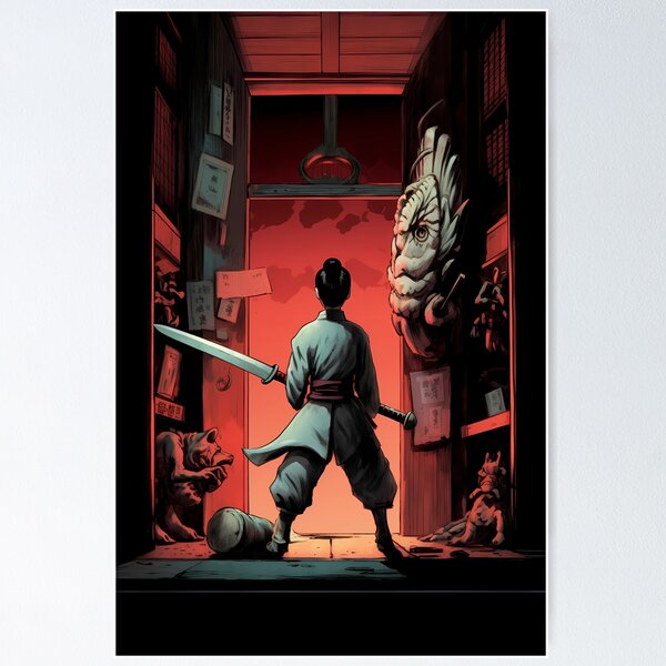 Item preview, Samurai warriors before a mysterious gate in the shadows designed and sold by Ruhrpott-Style.
