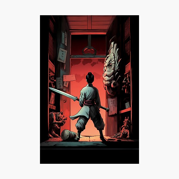Item preview, Samurai warriors before a mysterious gate in the shadows designed and sold by Ruhrpott-Style.