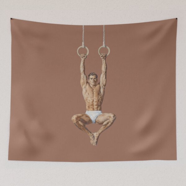 Item preview, Vintage Male Gymnast Hanging Rings – Retro Athletic Art designed and sold by gayishdesign.