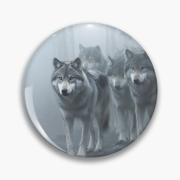Item preview, Intense Gray Wolf Pack Emerging from Thick Fog on Rocky Trail designed and sold by EK-World.