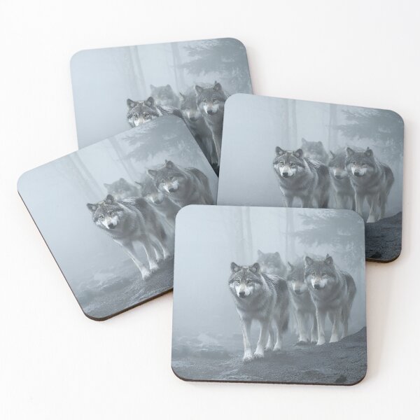Item preview, Intense Gray Wolf Pack Emerging from Thick Fog on Rocky Trail designed and sold by EK-World.