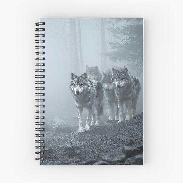 Item preview, Intense Gray Wolf Pack Emerging from Thick Fog on Rocky Trail designed and sold by EK-World.