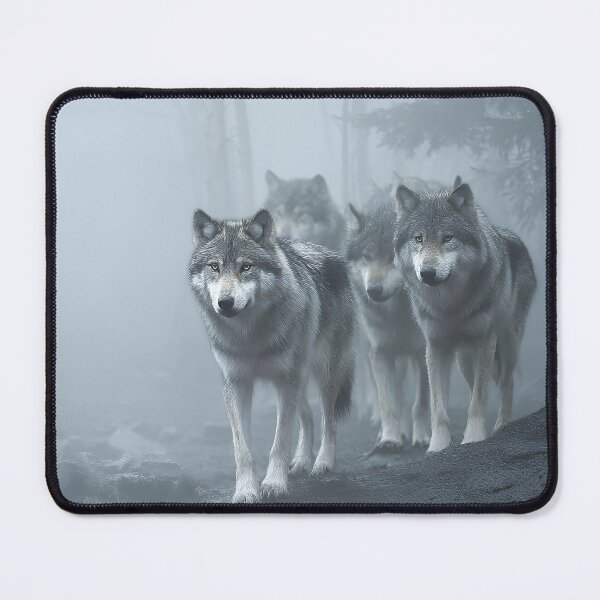 Item preview, Intense Gray Wolf Pack Emerging from Thick Fog on Rocky Trail designed and sold by EK-World.