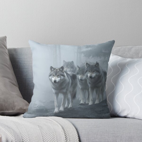 Item preview, Intense Gray Wolf Pack Emerging from Thick Fog on Rocky Trail designed and sold by EK-World.