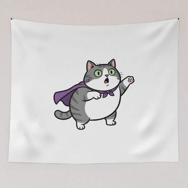 Item preview, Super Chunky Cat Hero Cartoon Funny Cat Design. designed and sold by The-T-In-Retro.