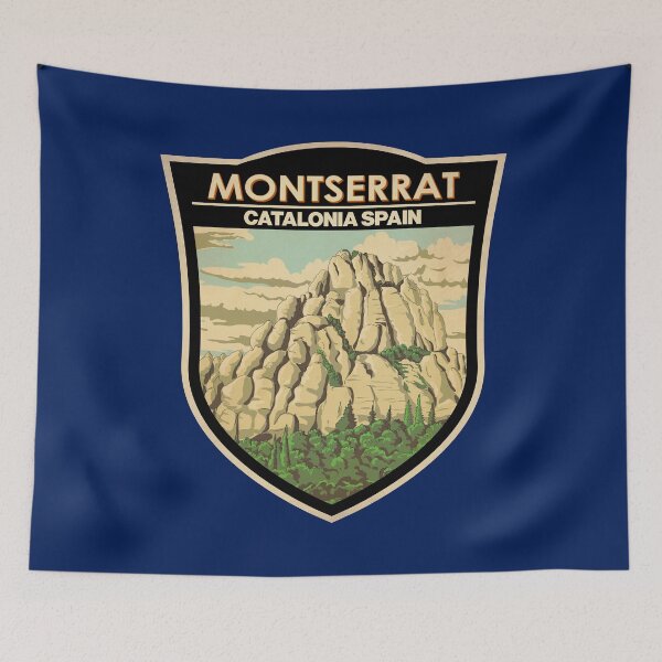 Item preview, Montserrat Spain Illustration Travel Art Badge designed and sold by KrisSidDesigns.