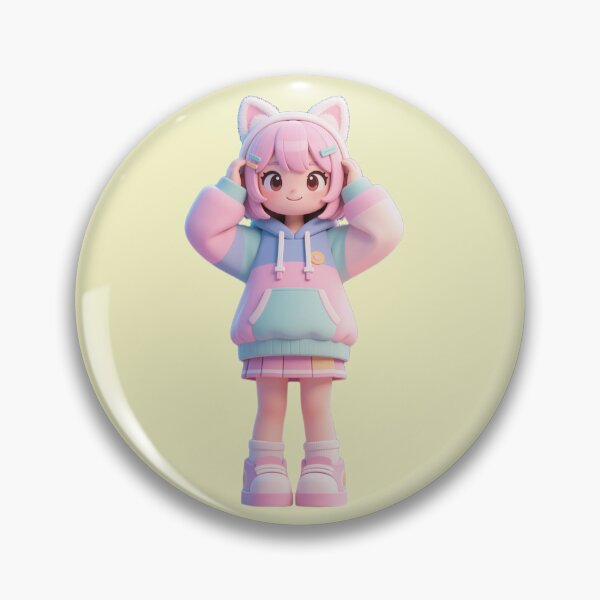 Item preview, Cute Gamer Girl - Adjusting Cat Ears (3D Toy Aesthetic) designed and sold by WhimsyBits.