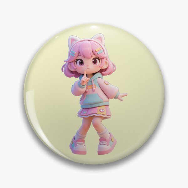 Artikelvorschau, Niedliches Gamer-Girl – Geheime Pseudo-Pose (3D-Spielzeug-Ästhetik) entworfen und verkauft von WhimsyBits.