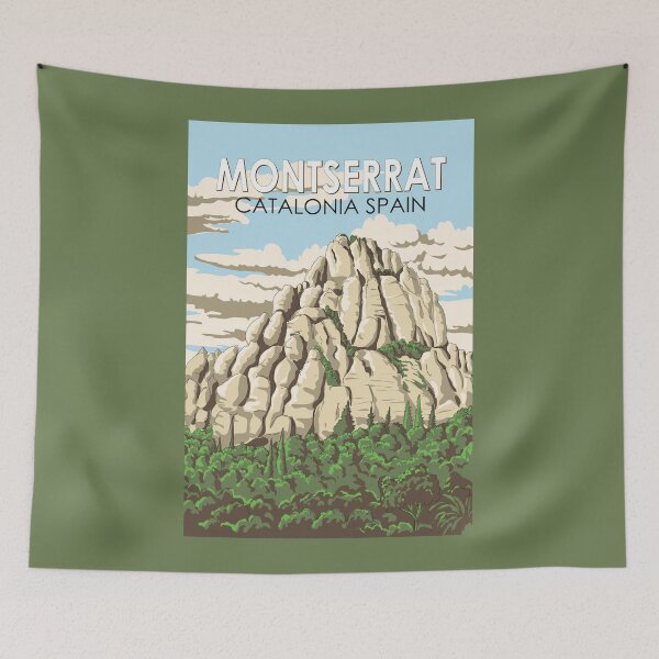 Item preview, Montserrat Spain Illustration Travel Art Vintage designed and sold by KrisSidDesigns.