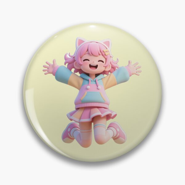 Item preview, Cute Gamer Girl - Happy Jumping Pose (3D Toy Aesthetic) designed and sold by WhimsyBits.