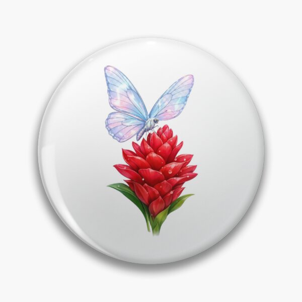 Item preview, Translucent Butterfly on Red Ginger Lily – Tropical Floral Elegance Design designed and sold by Fabrifrank.