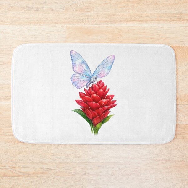 Item preview, Translucent Butterfly on Red Ginger Lily – Tropical Floral Elegance Design designed and sold by Fabrifrank.