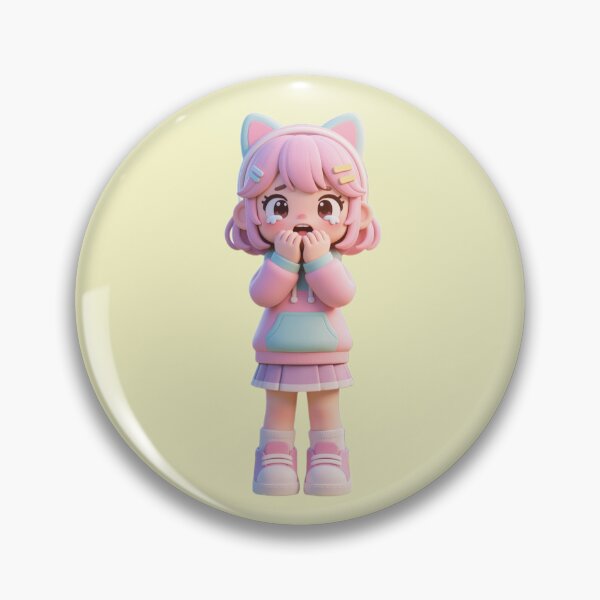 Item preview, Cute Gamer Girl - Sad Crying Pose (3D Toy Aesthetic) designed and sold by WhimsyBits.