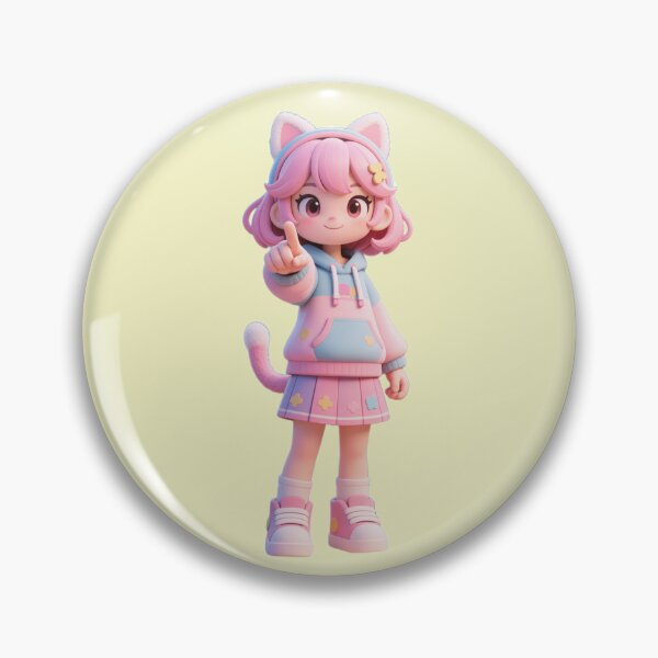 Item preview, Cute Gamer Girl - Pointing at You (3D Toy Aesthetic) designed and sold by WhimsyBits.
