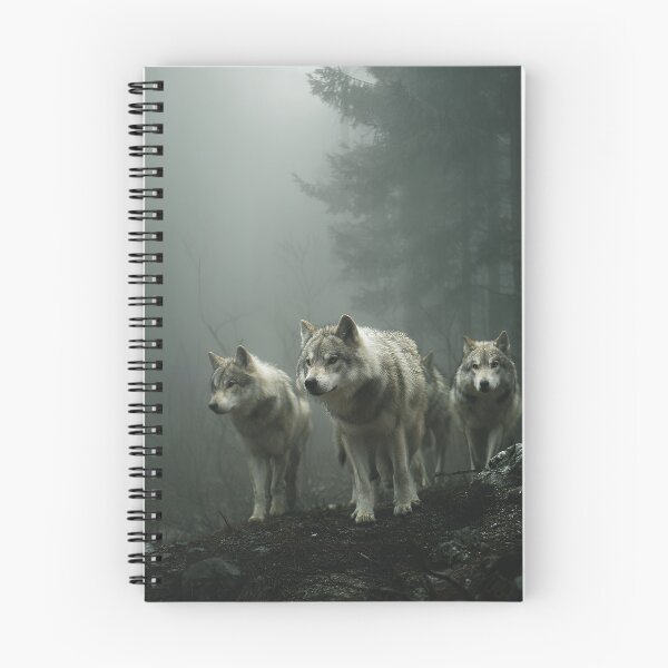 Item preview, Gray Wolf Pack Striding Through Heavy Fog Shrouded Pine Forest designed and sold by EK-World.