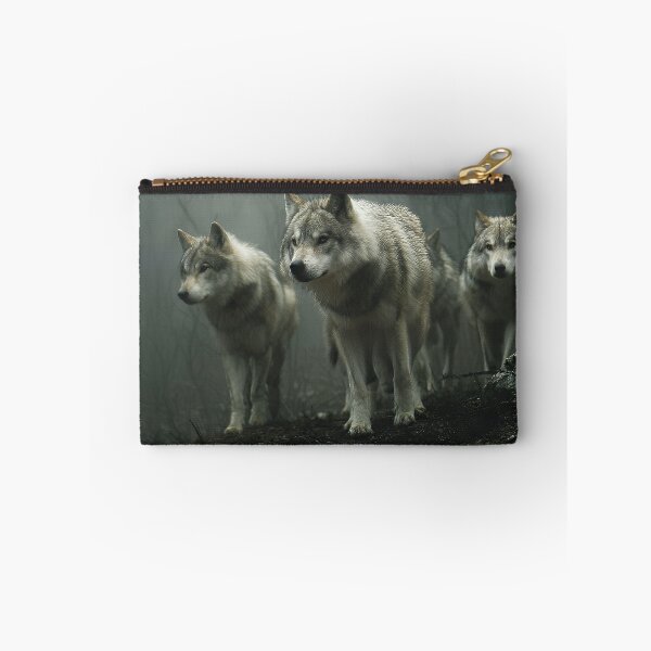 Item preview, Gray Wolf Pack Striding Through Heavy Fog Shrouded Pine Forest designed and sold by EK-World.