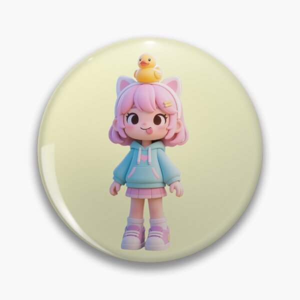 Item preview, Cute Gamer Girl - Rubber Duck & Blep Face (3D Toy Aesthetic) designed and sold by WhimsyBits.