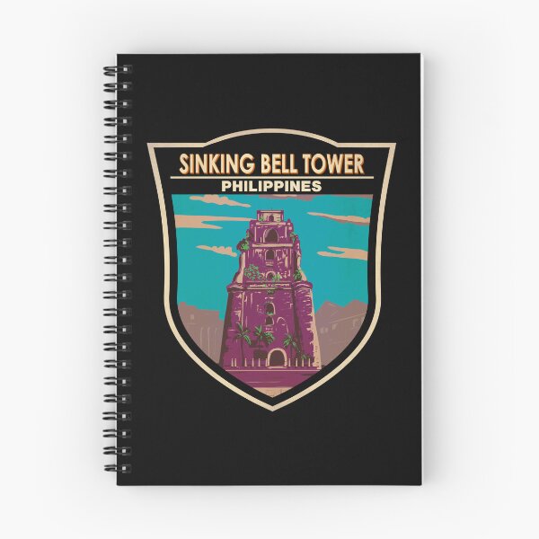 Item preview, Sinking Bell Tower Philippines Illustration Travel Art Badge designed and sold by KrisSidDesigns.