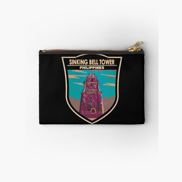 Item preview, Sinking Bell Tower Philippines Illustration Travel Art Badge designed and sold by KrisSidDesigns.
