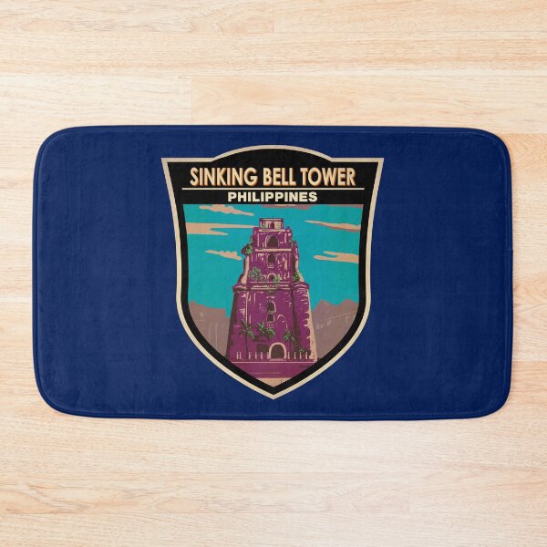 Item preview, Sinking Bell Tower Philippines Illustration Travel Art Badge designed and sold by KrisSidDesigns.