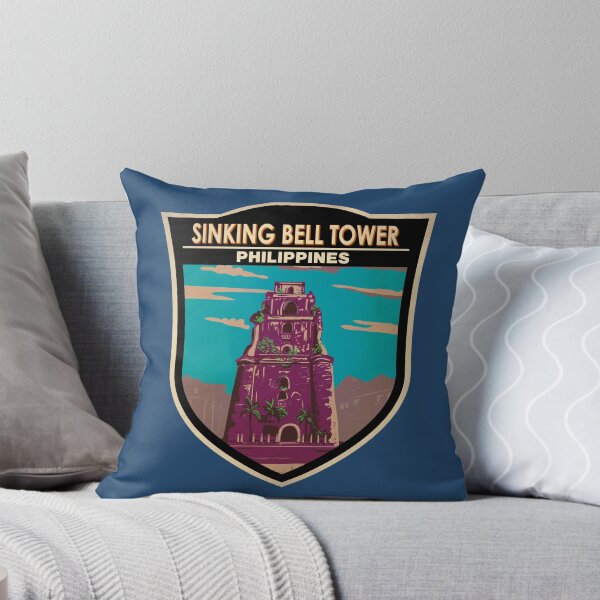 Item preview, Sinking Bell Tower Philippines Illustration Travel Art Badge designed and sold by KrisSidDesigns.