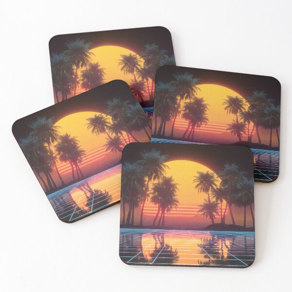 Item preview, Epic Synthwave Sunset with Neon Grid Palm Trees Reflection designed and sold by EK-World.