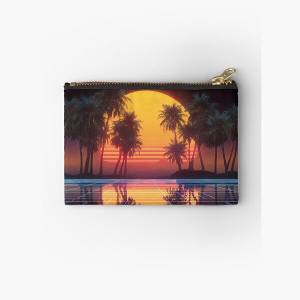 Artikelvorschau, Epischer Synthwave-Sonnenuntergang mit Spiegelung von Neon-Palmen entworfen und verkauft von EK-World.