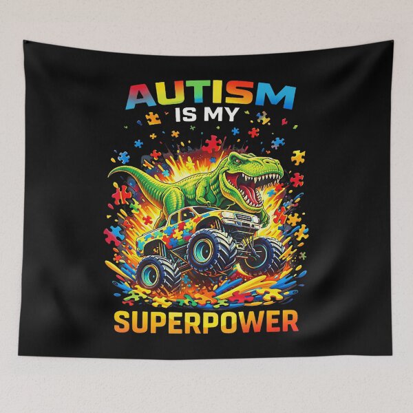 Item preview, Autism Is My Superpower Dinosaur T Rex Truck Puzzle Kids Boy designed and sold by AmazingLoveArt.
