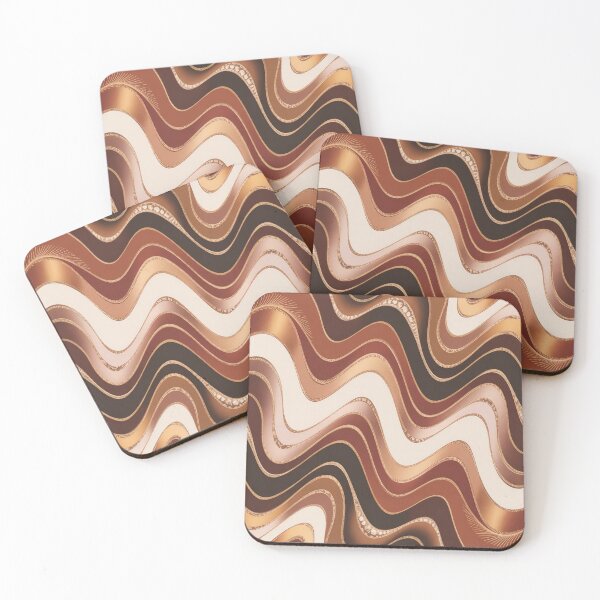 Item preview, Scandinavian Minimalist Autumn Brown Beige Taupe Wavy Stripes designed and sold by LEILA ART SPACE.