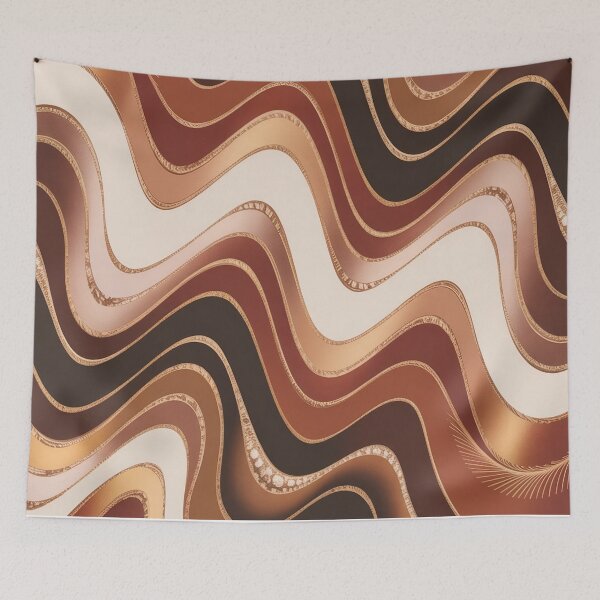 Item preview, Scandinavian Minimalist Autumn Brown Beige Taupe Wavy Stripes designed and sold by LEILA ART SPACE.