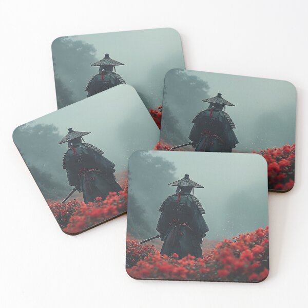 Item preview, Samurai Red Flower Field — Zen Bushido Warrior Art designed and sold by Schoenenwald - Illustrations Uniques et Originales.