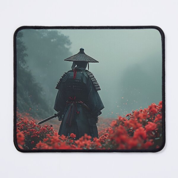 Item preview, Samurai Red Flower Field — Zen Bushido Warrior Art designed and sold by Schoenenwald — Art Japonais, Zen & Nature.