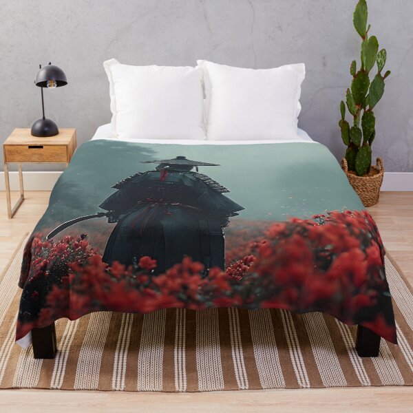 Item preview, Samurai Red Flower Field — Zen Bushido Warrior Art designed and sold by Schoenenwald - Illustrations Uniques et Originales.