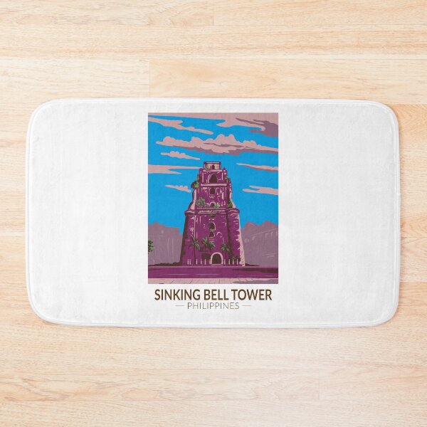 Item preview, Sinking Bell Tower Philippines Illustration Travel Art Vintage designed and sold by KrisSidDesigns.