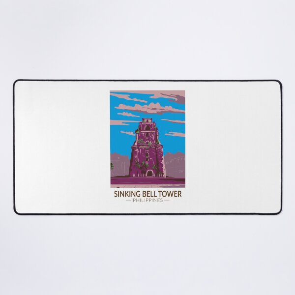 Item preview, Sinking Bell Tower Philippines Illustration Travel Art Vintage designed and sold by KrisSidDesigns.