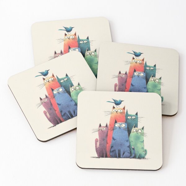 Item preview, Group of cats with a bird on top designed and sold by anytka.