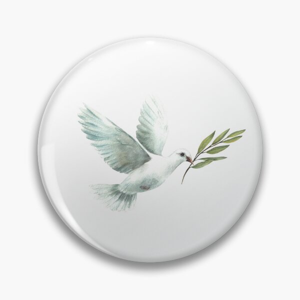 Item preview, Dove of Peace with olive green branch. Flying pigeon bird, symbol of peace. Hand drawn Watercolor designed and sold by BartolArt.