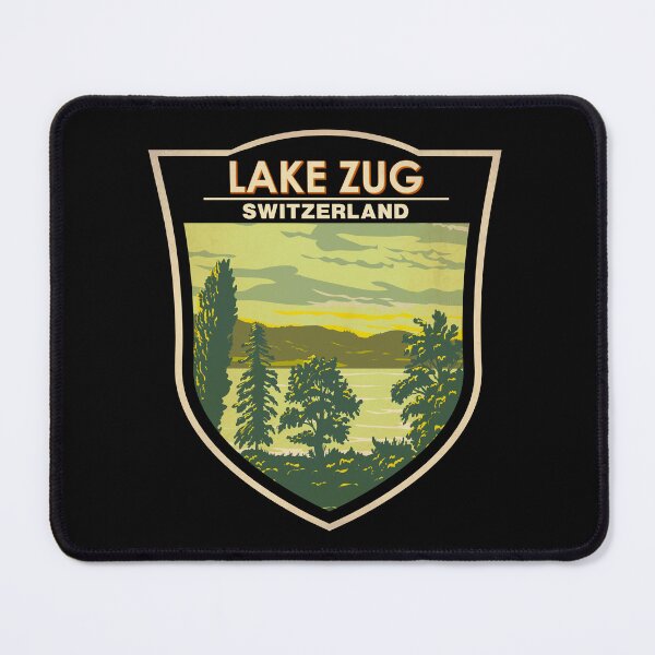 Item preview, Lake Zug Switzerland Illustration Travel Art Badge designed and sold by KrisSidDesigns.