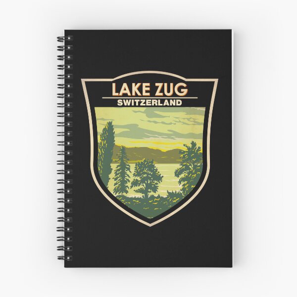 Artikelvorschau, Illustration vom Zugersee in der Schweiz – Reisekunst-Abzeichen entworfen und verkauft von KrisSidDesigns.