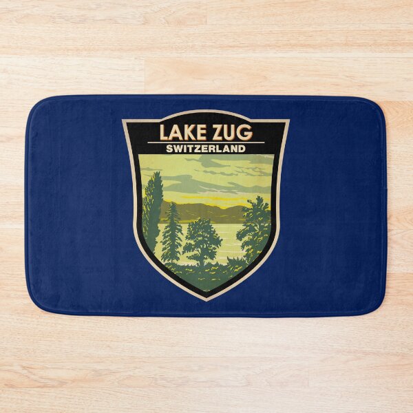 Item preview, Lake Zug Switzerland Illustration Travel Art Badge designed and sold by KrisSidDesigns.