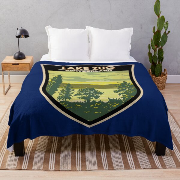 Item preview, Lake Zug Switzerland Illustration Travel Art Badge designed and sold by KrisSidDesigns.