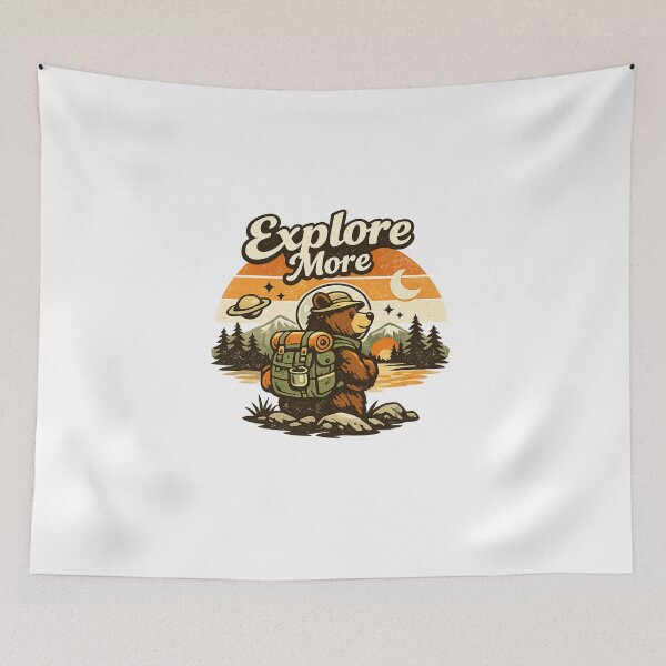 Item preview, Explore More Adventure Bear Vintage Camping Hiking Nature Retro Design designed and sold by CosmicSplendor.