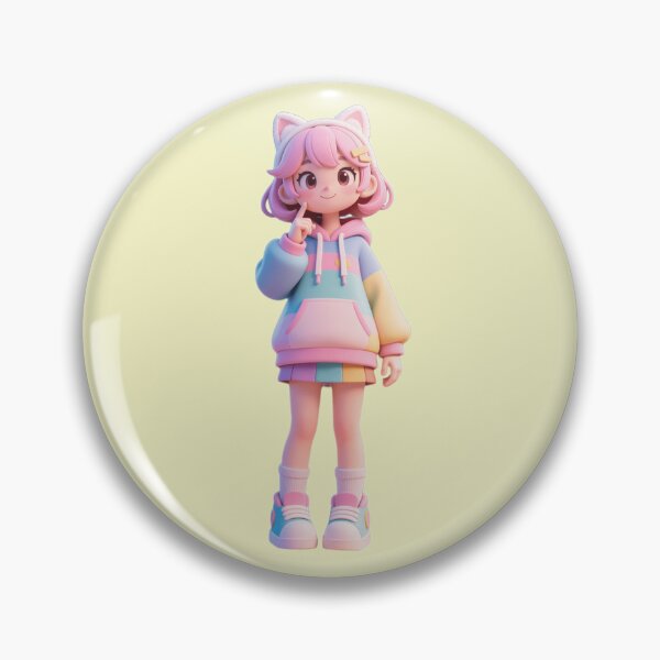 Item preview, Cute Gamer Girl - Curious Wonder Pose (3D Toy Aesthetic) designed and sold by WhimsyBits.